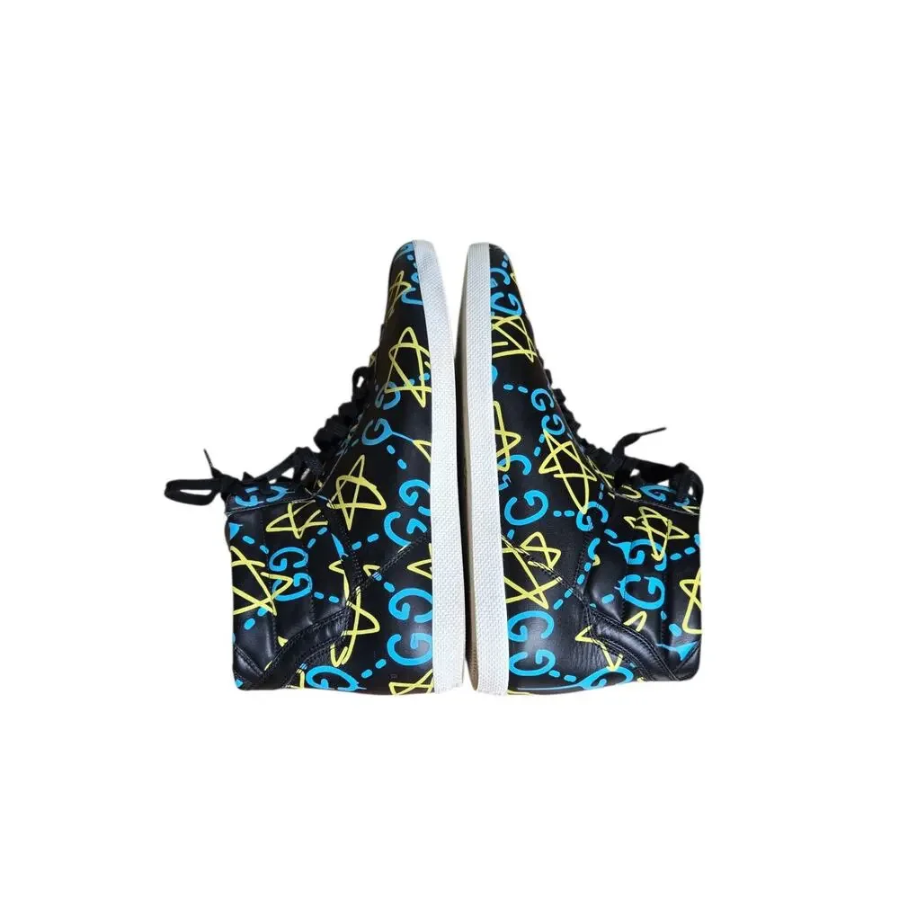 Gucci High Top Ghost Graffiti Print Limited Edition Streetwear Sneakers With Box